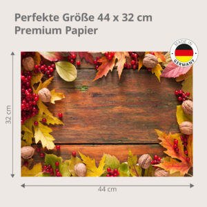 Herbst-Rahmen – Nüsse und Beeren auf einem Holztisch - Tischset Papier – Bild 3
