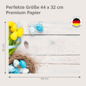 Gelbe Tulpen und blaue Ostereier - Tischset Papier – Bild 3
