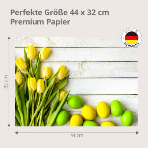 Gelbe Tulpen und Ostereier Arrangement - Tischset Papier – Bild 3