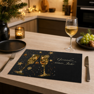 Silvester – goldene Sektgläser - Tischset Papier – Bild 2