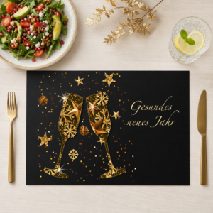 Silvester – goldene Sektgläser - Tischset Papier – Bild 1
