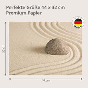 Ruhevoller Zen-Stein im Sand - Tischset Papier – Bild 3