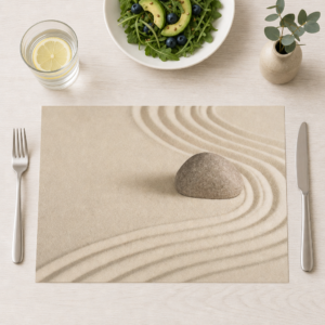 Ruhevoller Zen-Stein im Sand - Tischset Papier – Bild 1