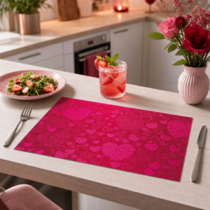 Herzmuster in pink - Tischset Papier – Bild 2