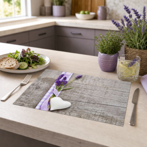 Lavendel mit Herz und Schleife – Papiertischsets Großpackung – Bild 2