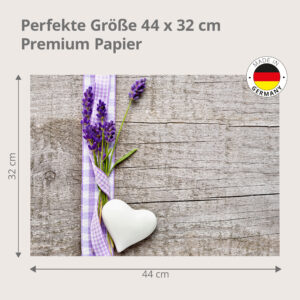 Lavendel mit Herz und Schleife – Papiertischsets Großpackung – Bild 3