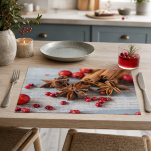 Weihnachtsgewürze – Sternanis und Zimt mit Beeren - Tischset Papier – Bild 2