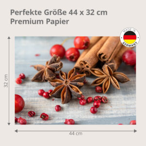 Weihnachtsgewürze – Sternanis und Zimt mit Beeren - Tischset Papier – Bild 3