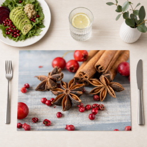 Weihnachtsgewürze – Sternanis und Zimt mit Beeren - Tischset Papier – Bild 1