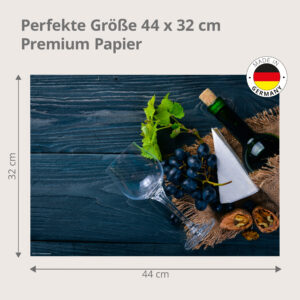 Wein & Käse – Trauben und Camembert - Tischset Papier – Bild 3
