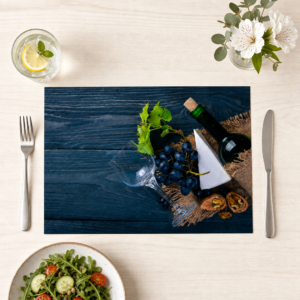 Wein & Käse – Trauben und Camembert - Tischset Papier – Bild 1