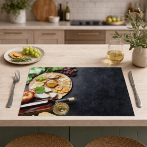 Käse-Honig-Brett mit Weißwein - Tischset Papier – Bild 2