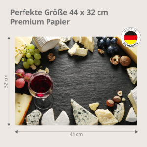 Leckere Käseplatte mit Wein - Tischset Papier – Bild 3
