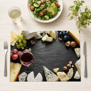 Leckere Käseplatte mit Wein - Tischset Papier – Bild 1