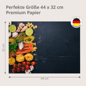 Pasta – bunte Nudeln mit Tomaten auf Schieferplatte - Tischset Papier – Bild 3
