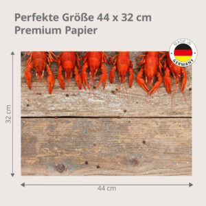 rote Krebse auf rustikalem Holztisch - Tischset Papier – Bild 3
