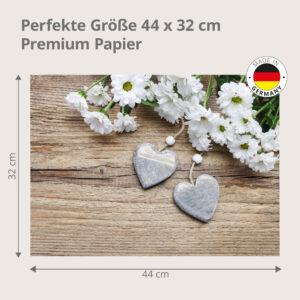 Holzherzen mit Margeriten - Tischset Papier – Bild 3