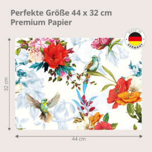 Farbenfrohe Kolibris & Pfingstrosen - Tischset Papier – Bild 3