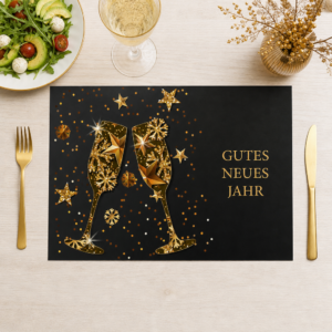 Gutes Neues Jahr – goldene Sektgläser - Tischset Papier – Bild 1