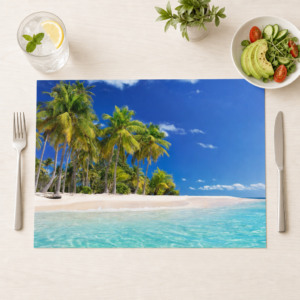 Karibikstrand mit Palmen - Tischset Papier – Bild 1