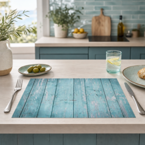 Türkis Holz – verwitterte Planken in Shabby-Chic - Tischset Papier – Bild 2