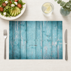 Türkis Holz – verwitterte Planken in Shabby-Chic - Tischset Papier – Bild 1