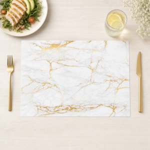 Weißer Marmor mit goldenen Adern - Tischset Papier – Bild 1