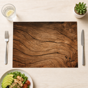 Rustikale Holzplatte mit Maserung - Tischset Papier – Bild 1