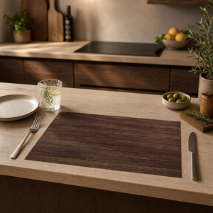Nussbaum dunkel – braune Holzplanken horizontal - Tischset Papier – Bild 2