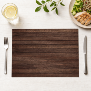 Nussbaum dunkel – braune Holzplanken horizontal - Tischset Papier – Bild 1