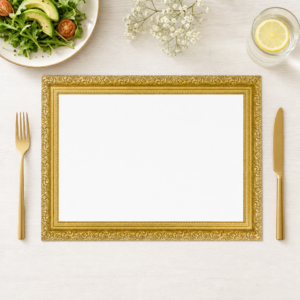 Goldener Ornament-Rahmen – florale Verzierungen - Tischset Papier – Bild 1