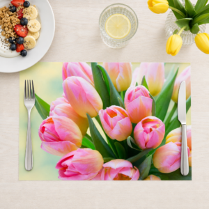 Frische Frühlingstulpen in rosa - Tischset Papier – Bild 1