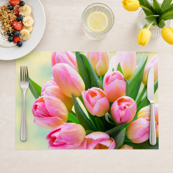 Frische Frühlingstulpen in rosa - Tischset Papier