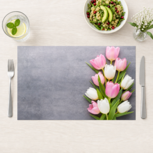 Tulpen Arrangement in rosa und weiß - Tischset Papier – Bild 1