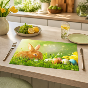 Osterhase auf der Frühlingswiese - Tischset Papier – Bild 2