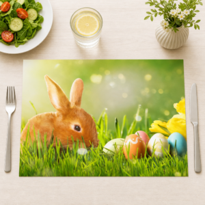 Osterhase auf der Frühlingswiese - Tischset Papier – Bild 1