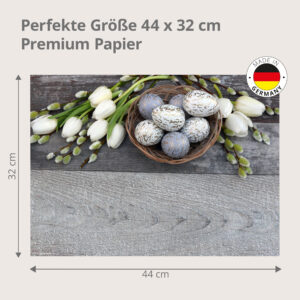 Ostereier silbergrau mit Weidenkätzchen - Tischset Papier – Bild 3