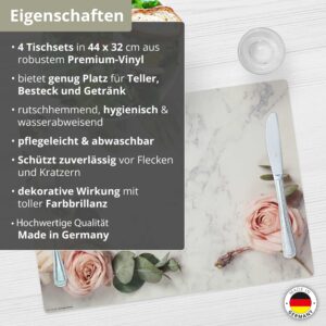 Rosen auf Marmor | Platzsets aus Premium-Vinyl 44 x 32 cm - 4 Stück – Bild 3
