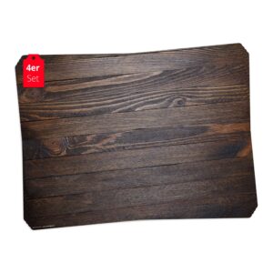 Holzoptik dunkelbraun | Platzsets aus Premium-Vinyl 44 x 32 cm - 4 Stück – Bild 1