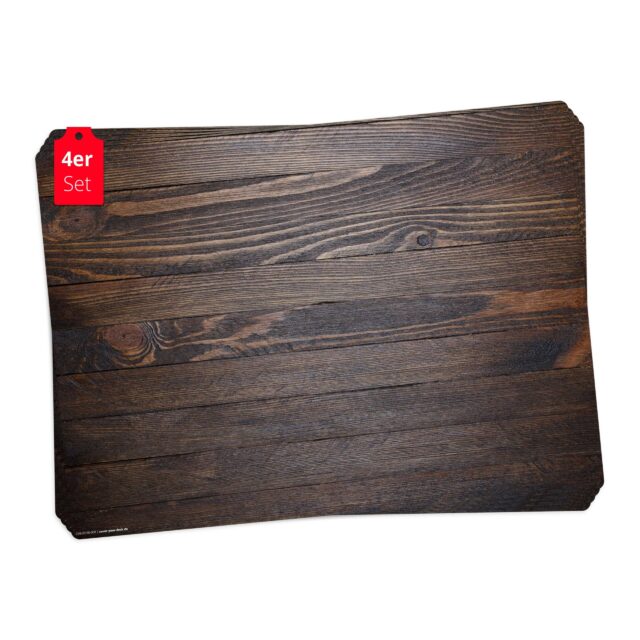 Holzoptik dunkelbraun | Platzsets aus Premium-Vinyl 44 x 32 cm - 4 Stück