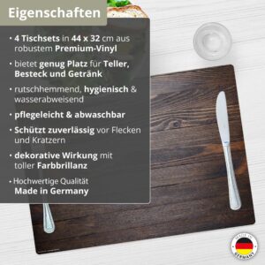 Holzoptik dunkelbraun | Platzsets aus Premium-Vinyl 44 x 32 cm - 4 Stück – Bild 3
