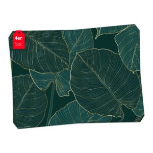 Tropische Blätter mit Goldadern | Platzsets aus Premium-Vinyl 44 x 32 cm - 4 Stück – Bild 1