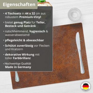 Stahlplatte Rost Optik | Platzsets aus Premium-Vinyl 44 x 32 cm - 4 Stück – Bild 3