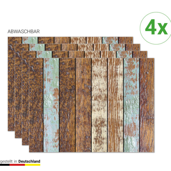 Holzoptik gestreift - Tischsets | Platzsets aus Premium-Vinyl 40 x 30 cm - 4 Stück