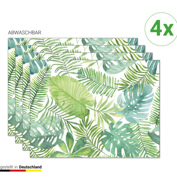 Tropische grüne Palmenblätter - Tischsets | Platzsets aus Premium-Vinyl 40 x 30 cm - 4 Stück