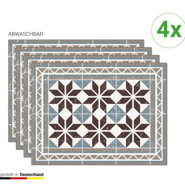 Blumen Mosaik - Tischsets | Platzsets aus Premium-Vinyl 40 x 30 cm - 4 Stück