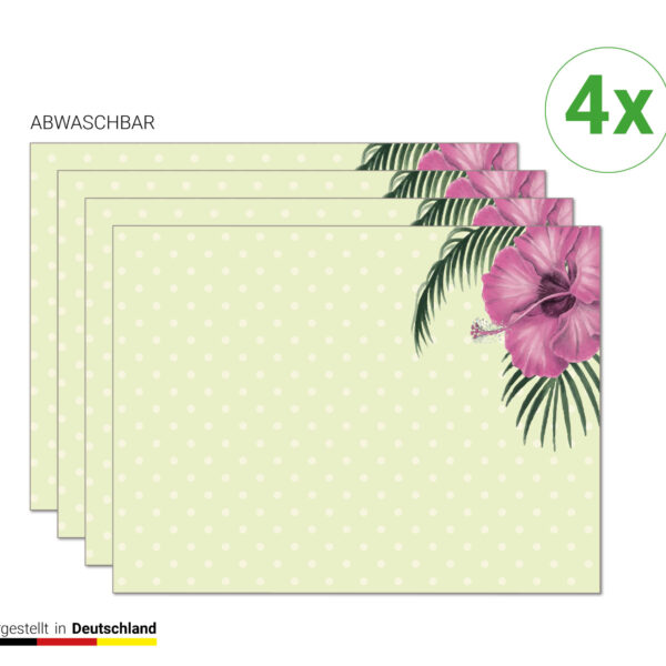 Lila Hibiskus - Tischsets | Platzsets aus Premium-Vinyl 40 x 30 cm - 4 Stück