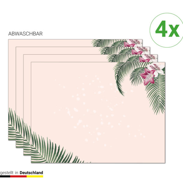 Hibiskus mit Palmenblätter - Tischsets | Platzsets aus Premium-Vinyl 40 x 30 cm - 4 Stück