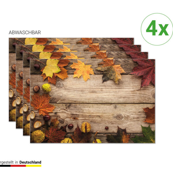 Ahornblätter mit Kastanien | Platzsets aus Premium-Vinyl 44 x 32 cm - 4 Stück