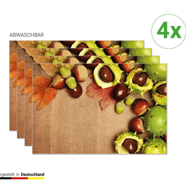 Kastanien | Platzsets aus Premium-Vinyl 44 x 32 cm - 4 Stück